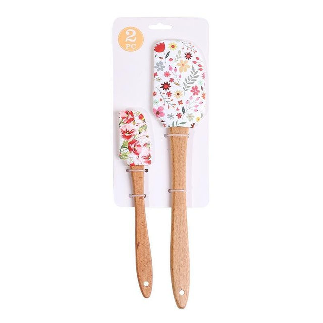 2PCS Silicone Spatula Set, Heat Resistant Baking Spatulas Food Grade Silicone Scraper Spatula for Mixing, Cooking, and Baking, Non-Stick Rubber Jar Spatulas with Hanging Hole Moderately Soft and Firm