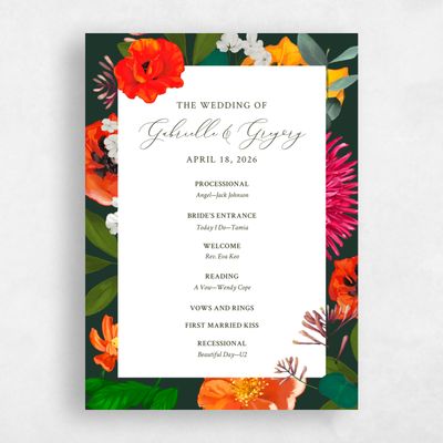 Dark Forest, Green Wedding Program - Blossom