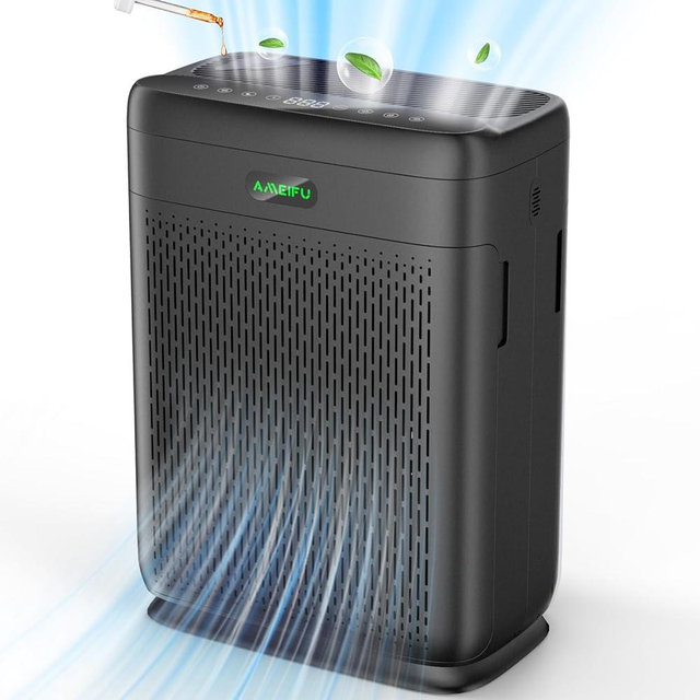 Air Purifiers for Home Large Room Up to 3000 Sq Ft, H13 Hepa Double-Sided Air Filter Purifier with PM 2.5 Display Air Quality Sensor, Air Cleaner for Wildfires, Bedroom, Dust, Pets, Smoke, Pollon