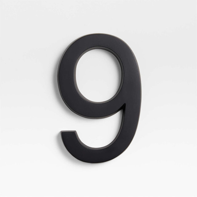 6" Matte Black Metal House Number 9