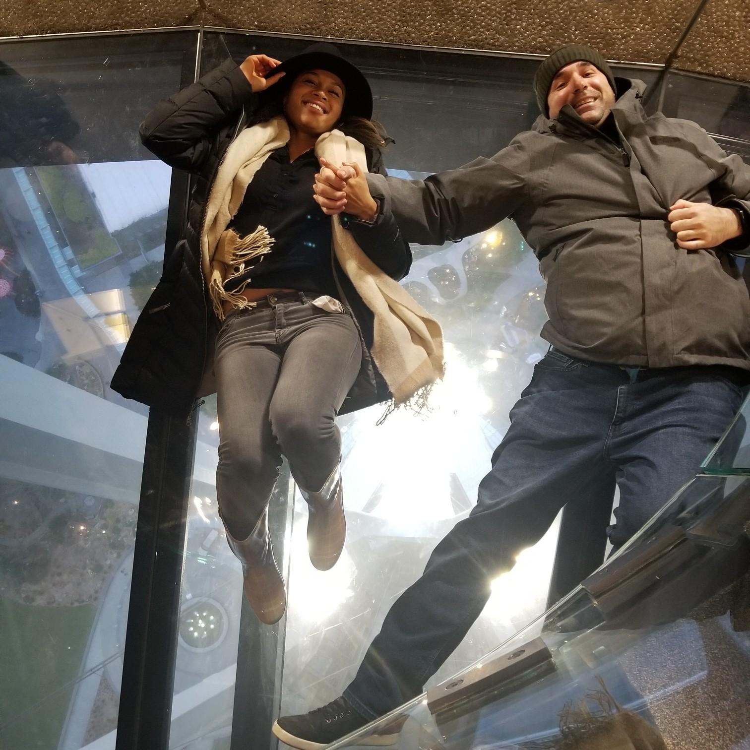 ...and glass floors at the Space Needle! Nervous smiles...;)
