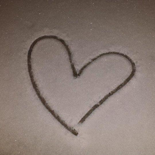 Heart in snow when in Wisconsin.