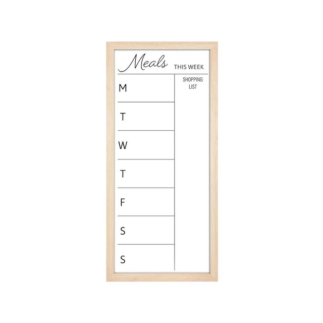 MCS Dry Erase Weekly Meal Planner 14x30 Natural Framed Calander Whiteboard for The Wall, Plan Your Meals for The Week, Family Weekly Planner for Dinners & More–Including Shopping List