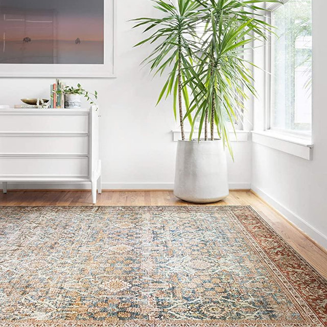 Loloi II Layla Collection LAY-04 Ocean / Rust, Traditional 9'-0" x 12'-0" Area Rug