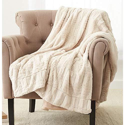 Pinzon Faux Fur Throw Blanket - 50 x 60 Inch, Ivory