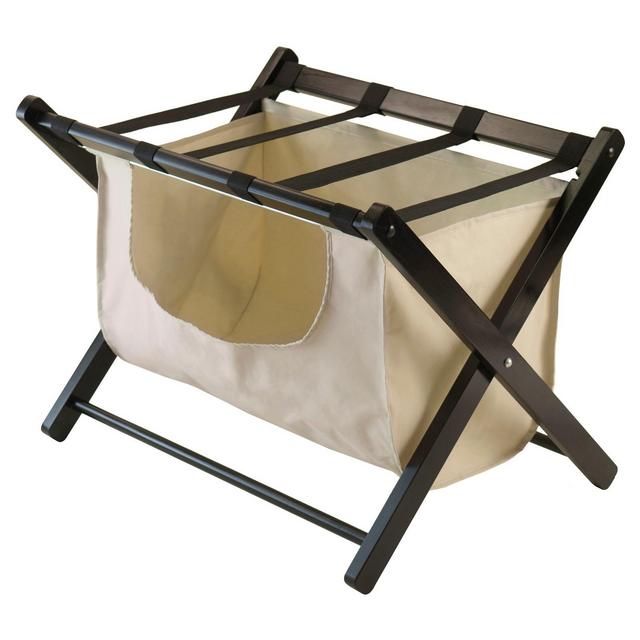 Dora Luggage Rack With Removable Fabric Basket Walnut Brown - Winsome