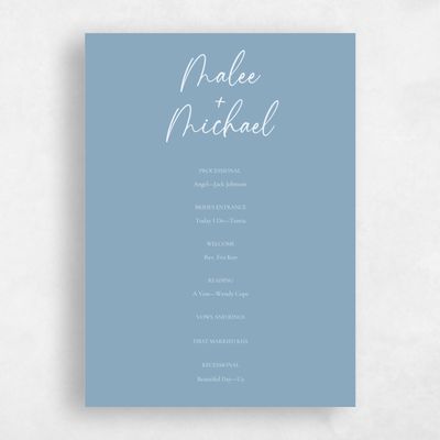 Slate Blue Wedding Program - Santorini