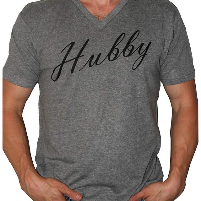 It's Your Day Clothing Hubby V Neck Heather Gray Men's + IYD Gift Bag