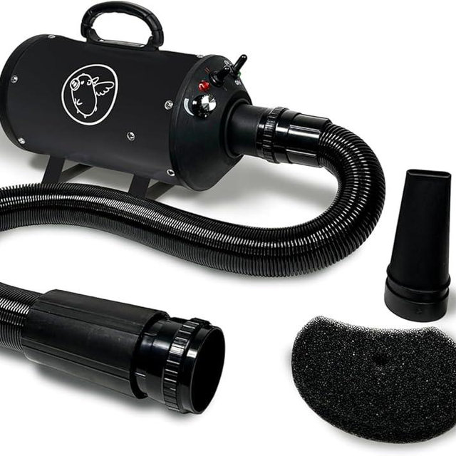 Flying Pig High Velocity Dog Pet Grooming Dryer w/Heater (Flying One, Black w/White Logo)