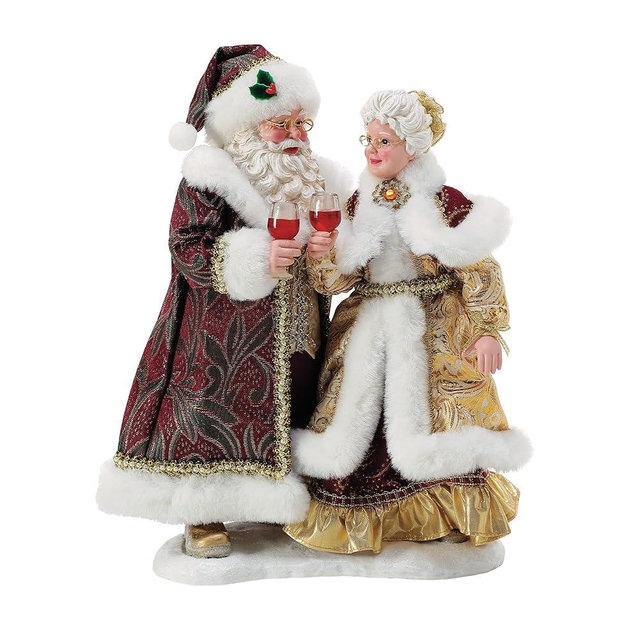 Department 56 Possible Dreams Bon Appetit Santa and Mrs. Claus Wine-Derful Time of The Year Figurine, 10.5 Inch, Multicolor