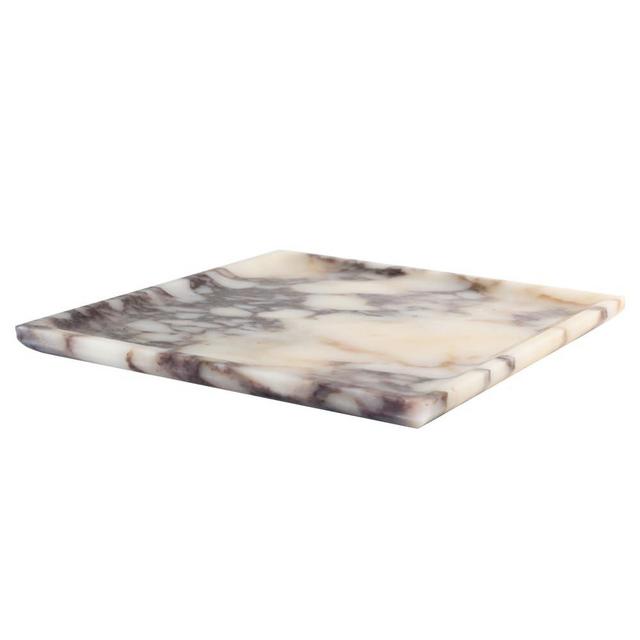 Natural Marble Coffee Table, Food, Fruit, Paper Cup, Cake Display, Coffee bar, Family Gatherings, Seasonal Holiday Decoration Tray (Viola-Square-9.8"x9.8"x0.7")