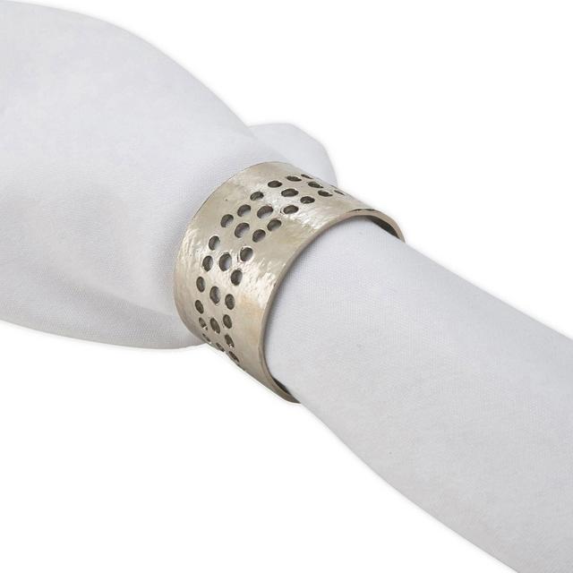 Saro Lifestyle Hole Punched Napkin Rings in Silver (Set of 4)