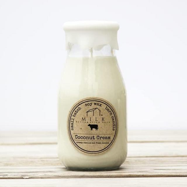 Milk Reclamation Barn Bottle Candle Coconut Cream, 12.5 Ounce, Home, Home Décor