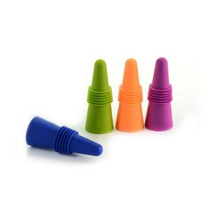 Rabbit W6121 Wine and Beverage Bottle Stoppers with Grip Top (Assorted Colors, Set of 4)