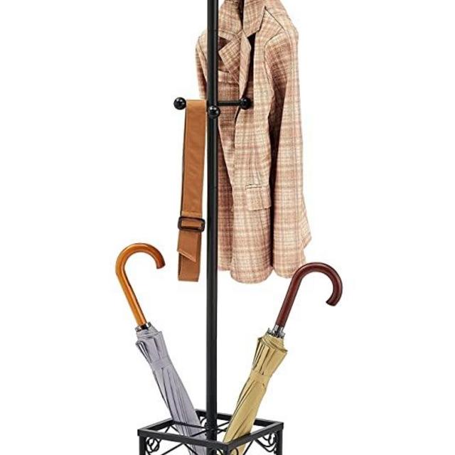 Hoctieon Coat Rack Freestanding,Entryway Umbrella Holder,Coat Hanger Stand,Hall Tree With 12 Hooks,Standing Coat Rack,Floor Standing Metal Umbrella Tree Stand For Jackets,Coat,Scarf,Hats,Bags,Necktie.