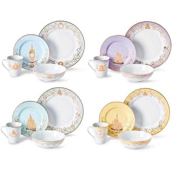 ThinkGeek, Inc. Disney Themed 16 Piece Ceramic Dinnerware Set | Plates | Bowls | Mugs