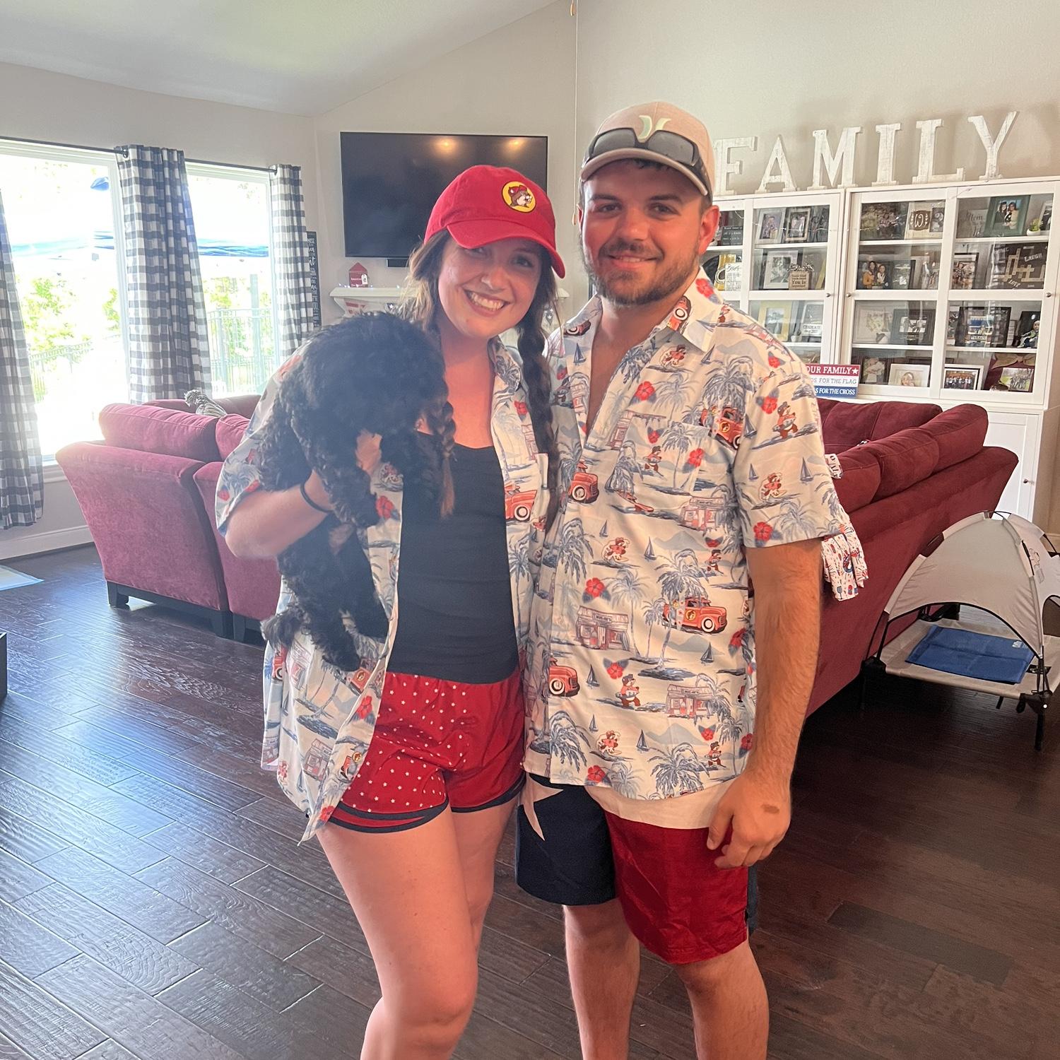 Our first 4th of July together!! Take a second look to see our matching Buc-ees outfits!! Have to celebrate every holiday with a Buc-ees outfit