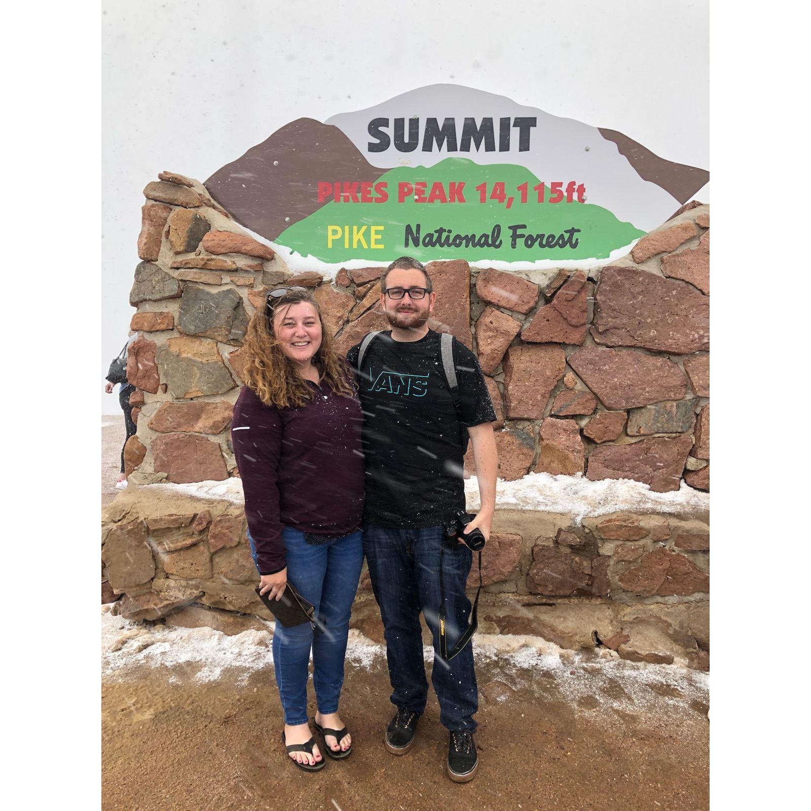 Top of Pike's Peak where it went from 80 to snowing, hence Hannah's sandals