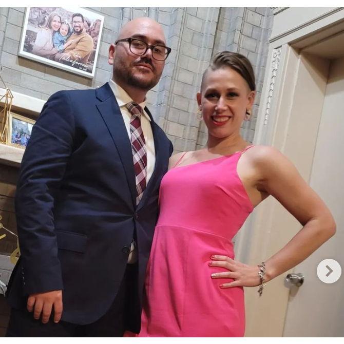 Dressed up for our friends Megan and Sean's wedding, summer 2022.