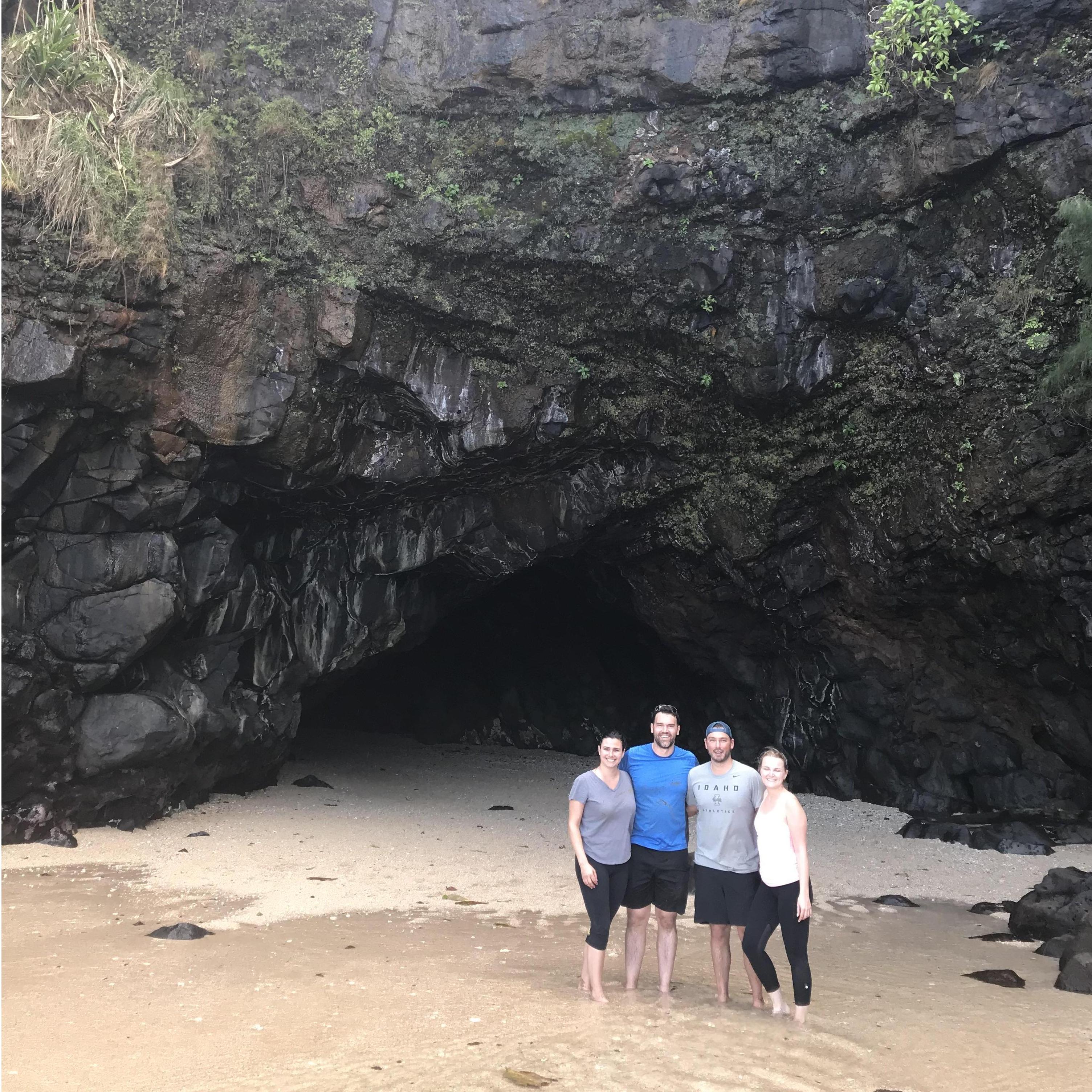 Cave with sea turtles in Kauai