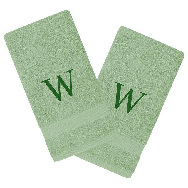 Personalized Towels Set with Monogram - Set of 2, Luxury & Soft Turkish Cotton Hand Towels - 16"x27" Monogrammed Hand Towels for Bathroom, Spa, Gym, Hotels - Light Green Hand Towel Set