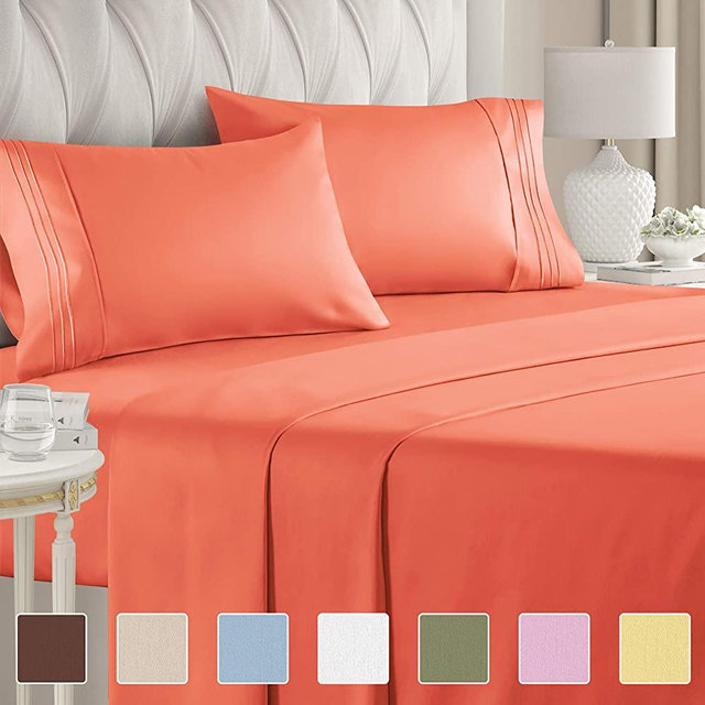 King Size Sheet Set - 4 Piece - Hotel Luxury Bed Sheets - Extra Soft - Deep Pockets - Easy Fit - Breathable & Cooling Sheets - Wrinkle Free - Comfy – Coral Bed Sheets - Kings Sheets – 4 PC