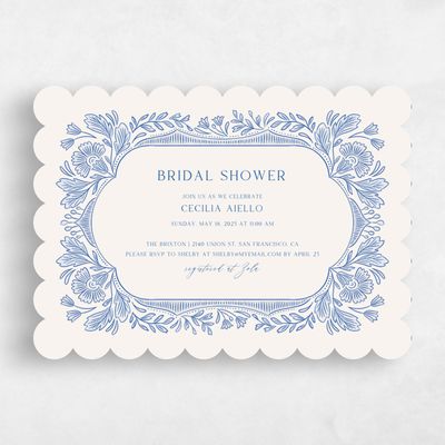 Blue Scalloped Wedding Wedding Shower Invitation - Caleania Landscape