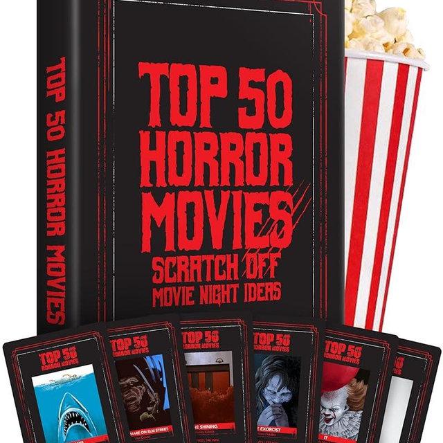 Premium Top 50 Horror Movies Scratch Off Cards - Horror Movie Gifts for Movie Night - Horror Lovers Gifts for Men & Women - Scary Movie Gifts - Horror Merch - Complete The Horror Fan Challenge