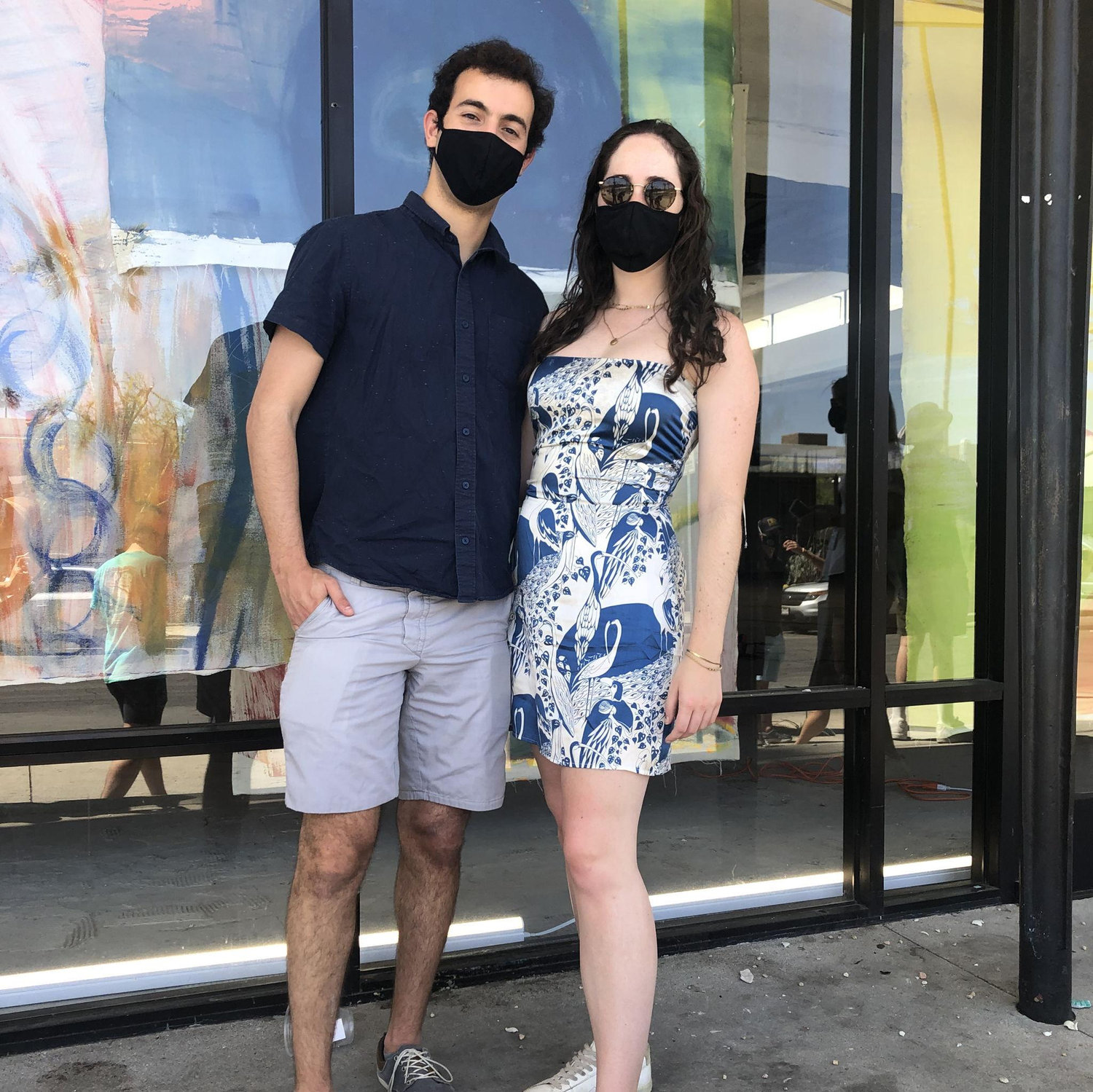 We ventured out to Palm Springs for an art biennale. Outside with masks! Never forget that we started dating the first day of the pandemic.