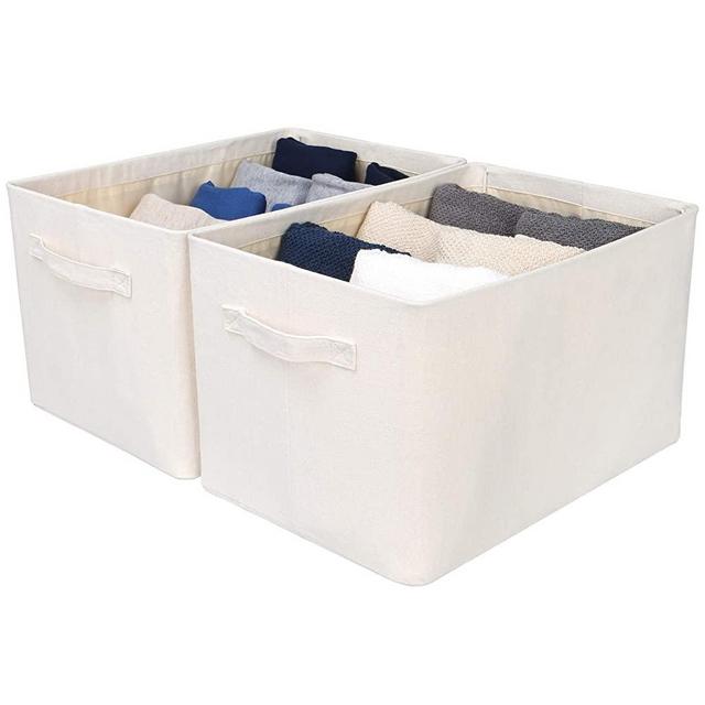 StorageWorks Metal Storage Baskets For Shelves With Frame, Rectangle Storage Bins, Natural, Jumbo, 2-Pack