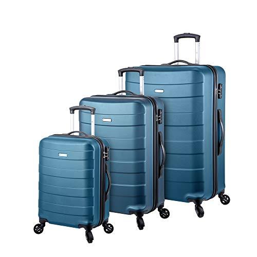 Regent Square Travel - 3 Piece Luggage Sets with Build-In TSA Lock and Spinner Goodyear Wheels – Mangusta, Hard Case (Petrol Blue)