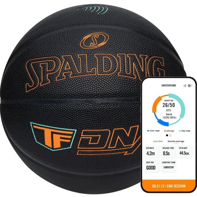 Spalding TF DNA Smart Basketball + 1 Yr App Subscription Bundle I iOS and Android Compatible I All Surface Material