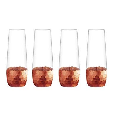 Fitz and Floyd 229700-4FSB Daphne Champagne Flutes, Copper