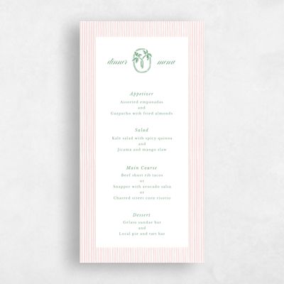 Green Wedding Menu - Seychelles