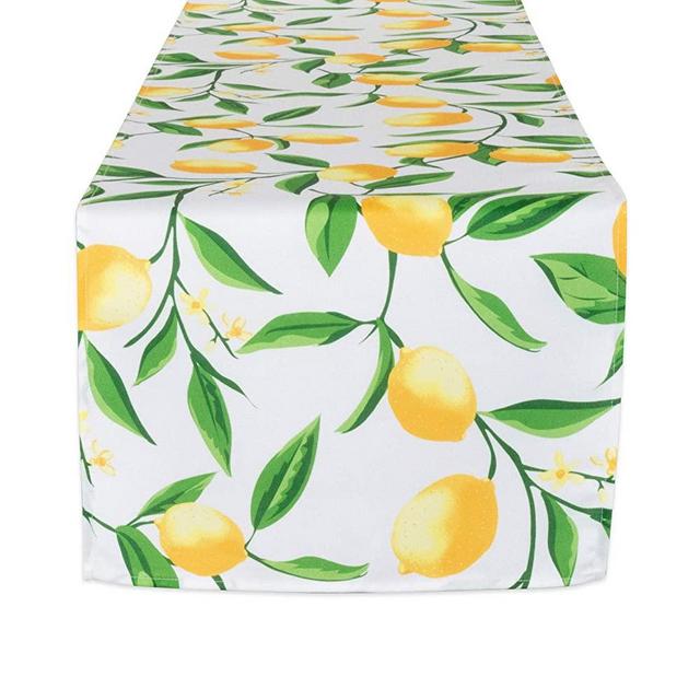 DII CAMZ11287 Table Runner, Spilll Proof and Waterproof for Outdoor or Indoor Use, Machine Washable, 14x72, Lemon Bliss