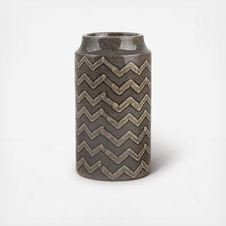 Black React Chevron Vase