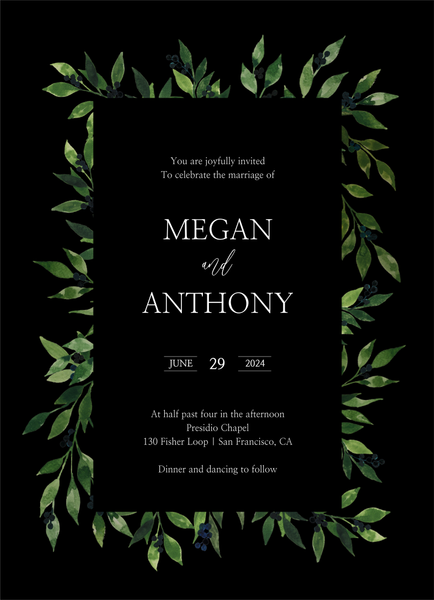 Gingerwood Border | Black | Zola Wedding Invitations