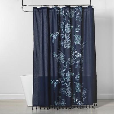 Placement Floral Shower Curtain Navy Blue - Threshold™