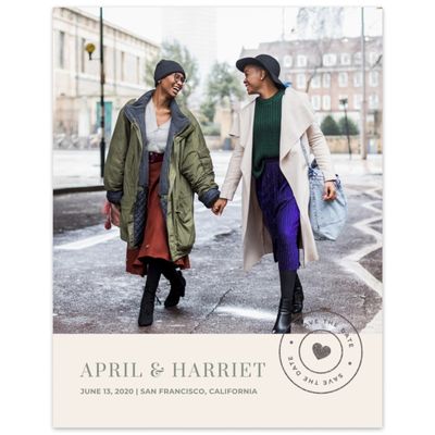 Green Bordered Wedding Digital Save the Date - Perch Portrait
