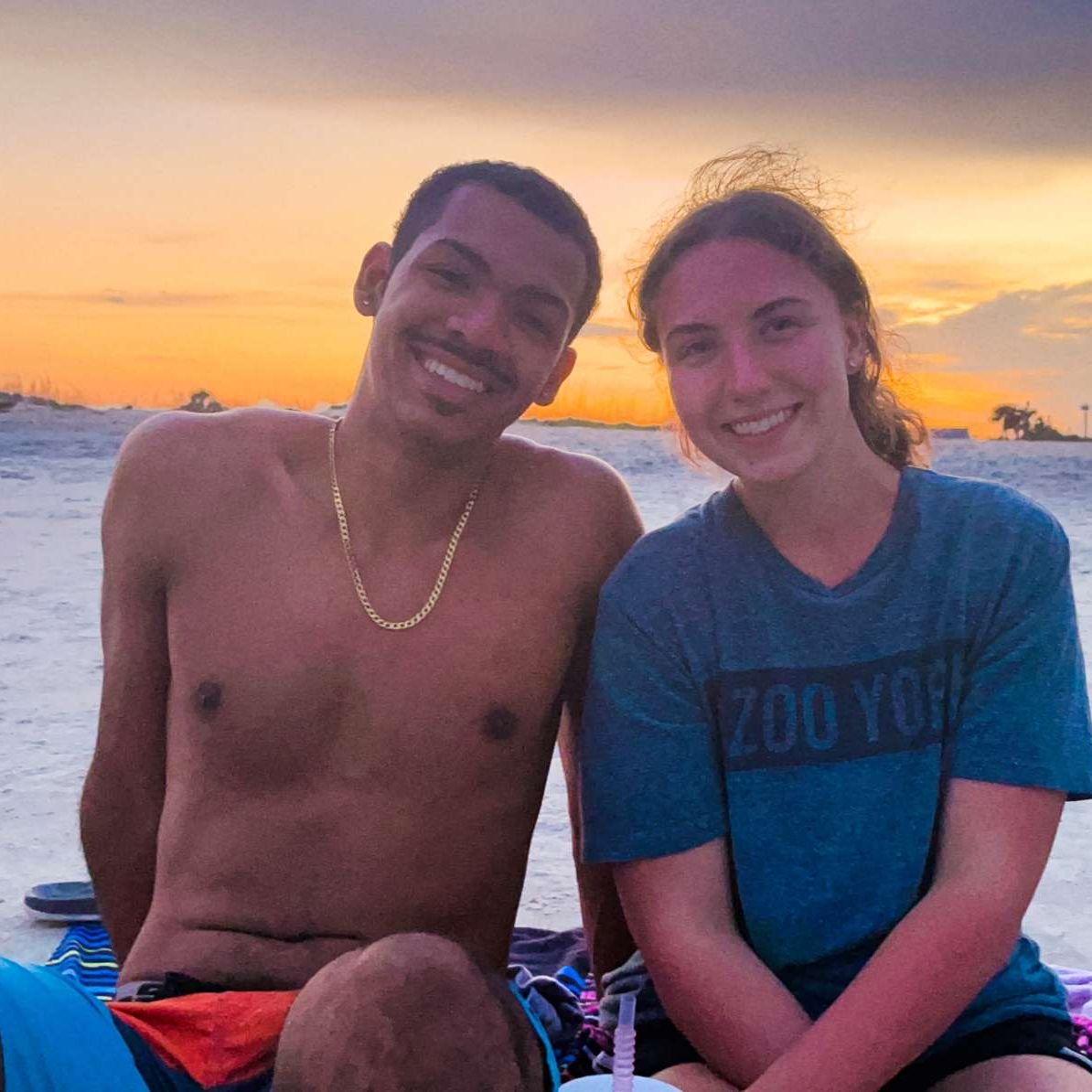 Marisa and Xzavier on the beach in St. Augustine for spring break in college