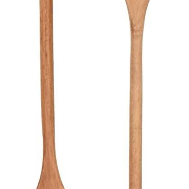 Acacia Wooden Spoon, Slim Handle Wood Spoons for Cooking, Set of 2, Kitchen Server Spoon For Mixing Salad, Tasting, Stirring Food Ladle No Scratch Nonstick Cookware