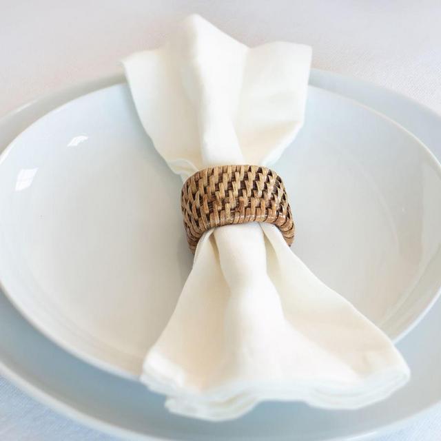 Tava Handwoven Rattan Napkin Rings - Set of 6
