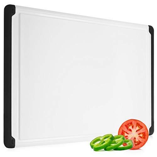 Large Cutting Board with Juice Groove - Plastic Kitchen Chopping Board for Meat Cheese and Vegetables Heavy Duty Serving Tray