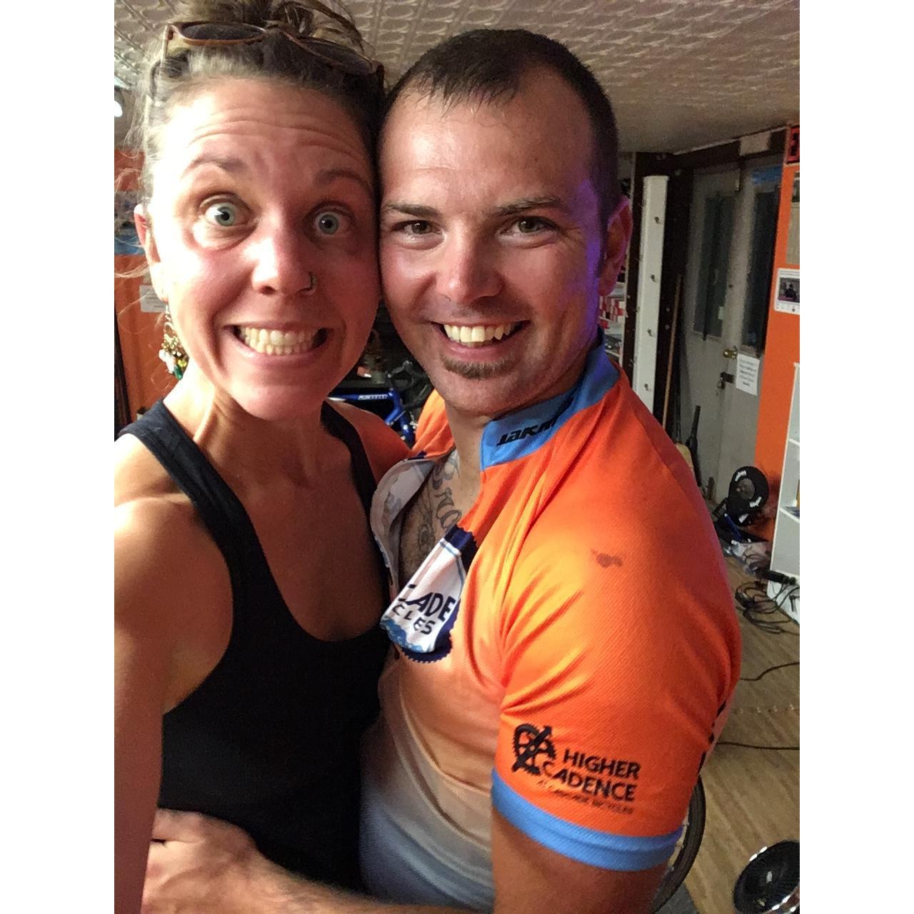 My first computrainer class with Hollis.  Clearly, excited.