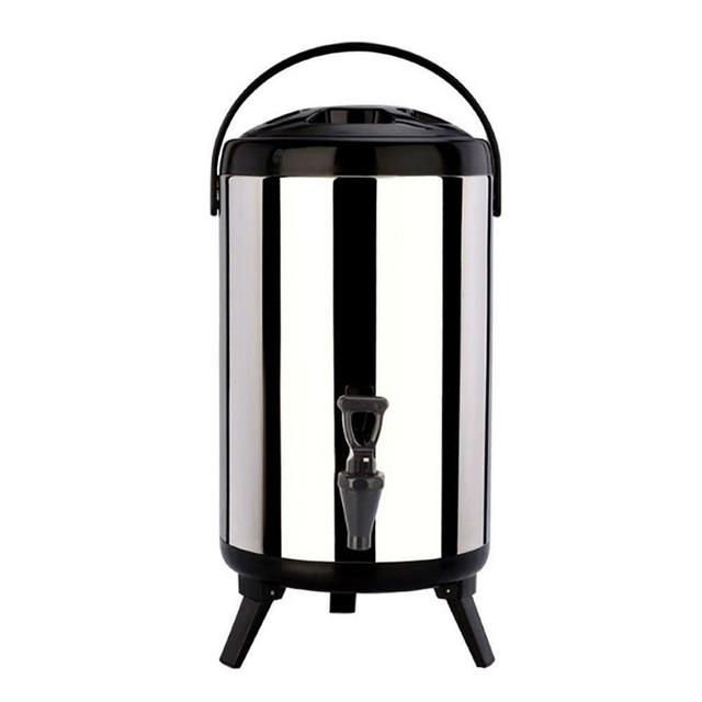 Stainless Steel Insulated Barrel Double Walled 1.59 Gallon Beverage Dispenser with Spigot for Hot Water Milk Tea Coffee Juice,Home Party Use