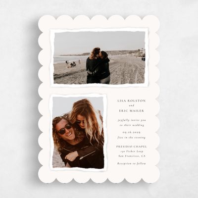Beige Scalloped Wedding Invitation - Jayden Portrait