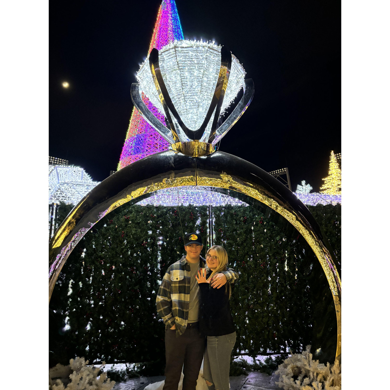 Christmas of 2023. I kept asking when he was going to propose and thought it'd be funny to take a picture under the ring.
