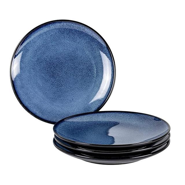 Dinner Plates Set of 4, UNICASA Ceramic Dinnerware, 10.25 Inch Modern Dinner Plates, Ceramic Plate Set, Oven Safe Dishes, Scratch Resistant, Kitchen Porcelain Serving Dishes, Reactive Blue (4-Piece)
