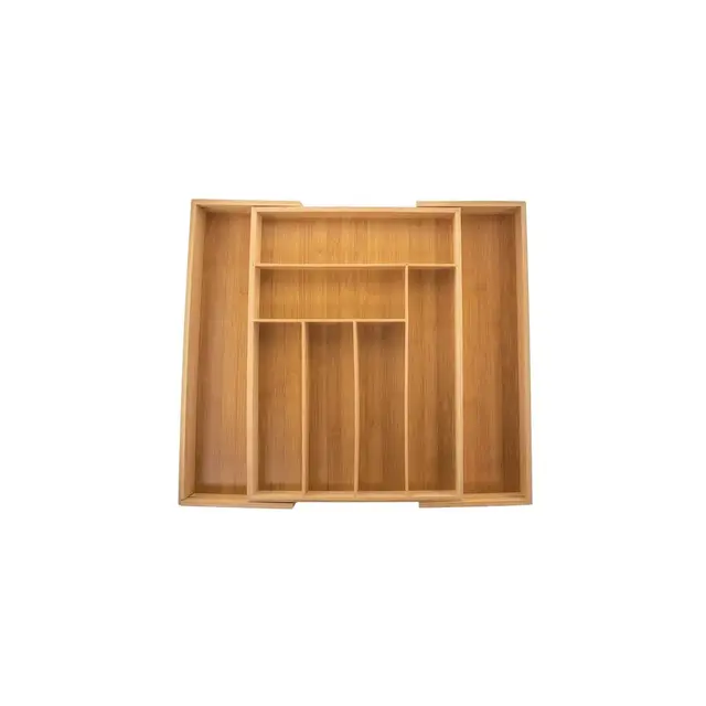 5 Star Super Deals Bamboo Expandable Drawer Organizer, Utensils Holder 8 Adjustable Tray, Drawer Dividers Organizer for Silverware Flatware Knives
