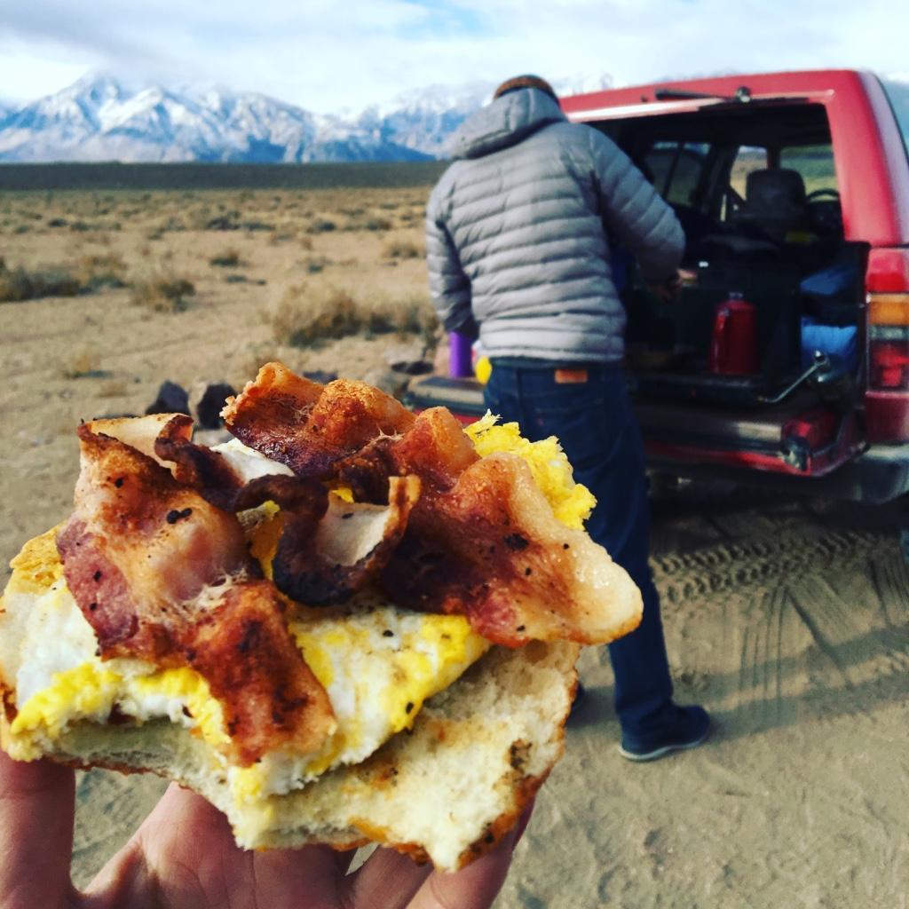 One of our first trips to Bishop. Car camping and waking up next to the snowy mountains